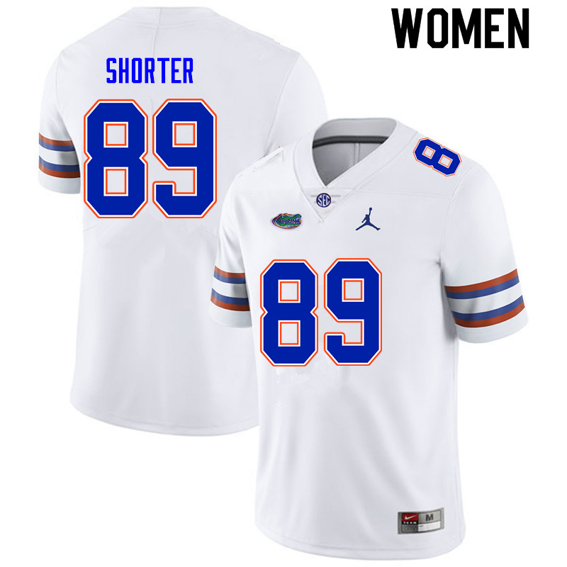 Women #89 Justin Shorter Florida Gators College Football Jerseys Sale-White - Click Image to Close